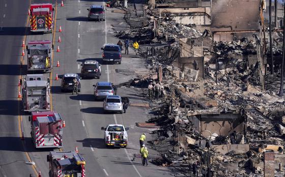 FILE - Homes along the Pacific Coast Highway are seen burned by the Palisades Fire, Sunday, Jan. 12, 2025, in Malibu, Calif. (AP Photo/Mark J. Terrill, File)