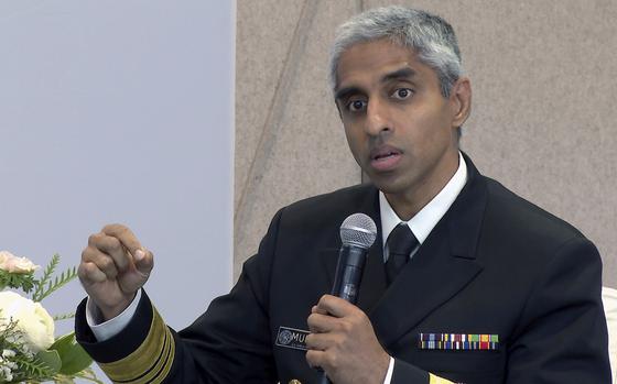 Surgeon General Vivek Murthy speaks during a panel discussion in New York in October 2023.