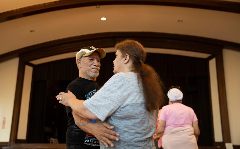 Orlando and Maria Hernandez, from Camden, N.J., dance together during ballroom dance lessons for the blind and visually impaired at Grace Episcopal Church in Haddonfield, N.J. Maria is blind in both eyes, but her husband Orlando is sighted.