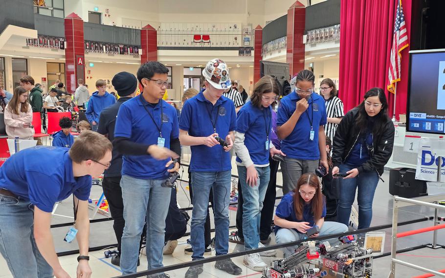 Ramstein Royals Robotics team members earned top awards at a regional competition last weekend at Kaiserslautern High School, Germany