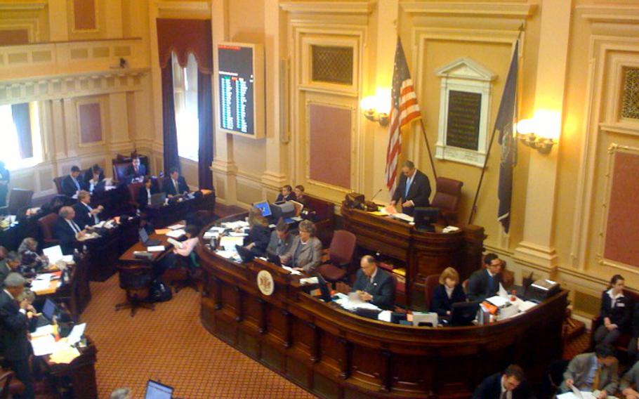 The Senate floor session in the Richmond capitol building.