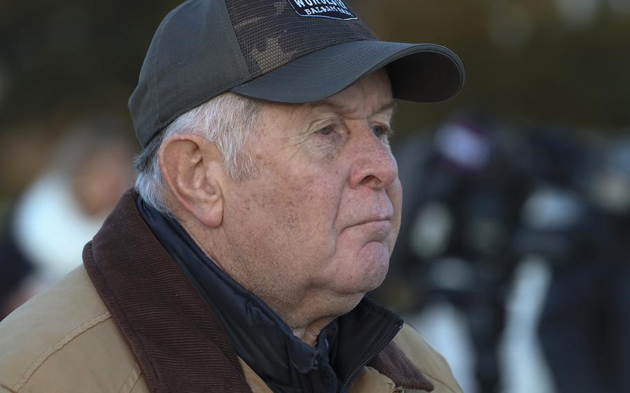 Morrill Worcester, owner of Worcester Wreath Company of Harrington, Maine and the founder ofWreaths Across America, looks out at the crowd waiting to be allowed into Arlington National Cemetery, Dec. 14, 2024.