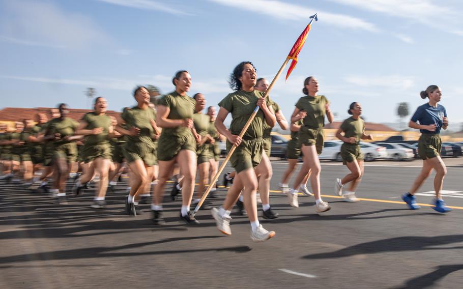 New U.S. Marines run in formation