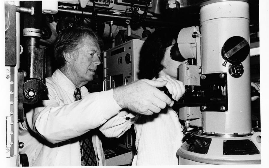 Then-President Jimmy Carter with First Lady Rosalynn Carter on submarine in 1977