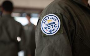 Air Force Junior Reserve Officer Training Corps patch at Salisbury, Maryland, August 10, 2022. Cadets have the opportunity to take an eight week course where they earn their private pilots license. (U.S. Air Force photo by Airman 1st Class Greydon Furstenau)