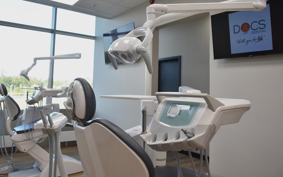 Dental chairs and equipment at the Docs Dental clinic in the exchange mall at Ramstein Air Base, Germany. The clinic, which had its grand opening in October, is temporarily closed because of a licensing issue an insurance company raised. The practice expects to reopen in mid-July.