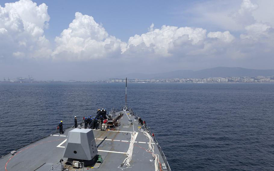 USS Dewey nears the shores of India.