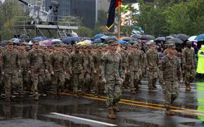 U.S. troops march during the Armed Forces Day parade in Seoul, South Korea, Sept. 26, 2023.