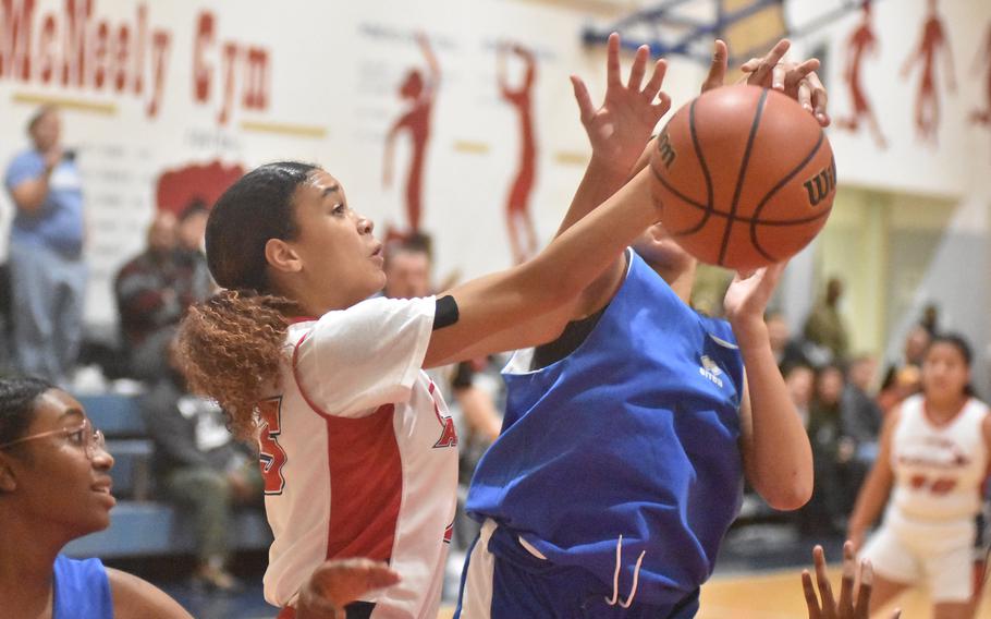 Aviano freshman Jazmine Warren had quite the debut for the Saints, scoring a game-high 25 points and adding 13 rebounds, 6 blocks and 6 steals.