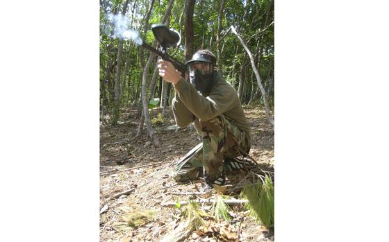 HED: Splat! 2002

Camp Hansen, Okinawa, Sept. 19, 2002: A Marine launches a volley of paintball shots during a paintball game at Camp Hansen's Paintball Range.  The Marine's unit took to the range for a day of unorthodox combat training, building teamwork and reinforcing essential combat techniques.  

META TAGS: USMC; Marine Corps; Marines; training; combat;