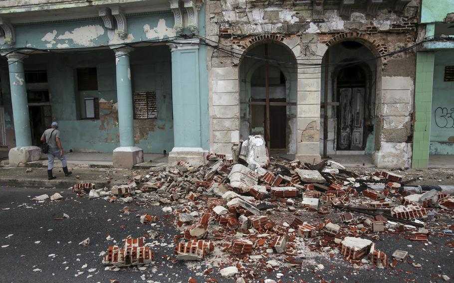 Debris in Havana in the aftermath of Hurricane Rafael.