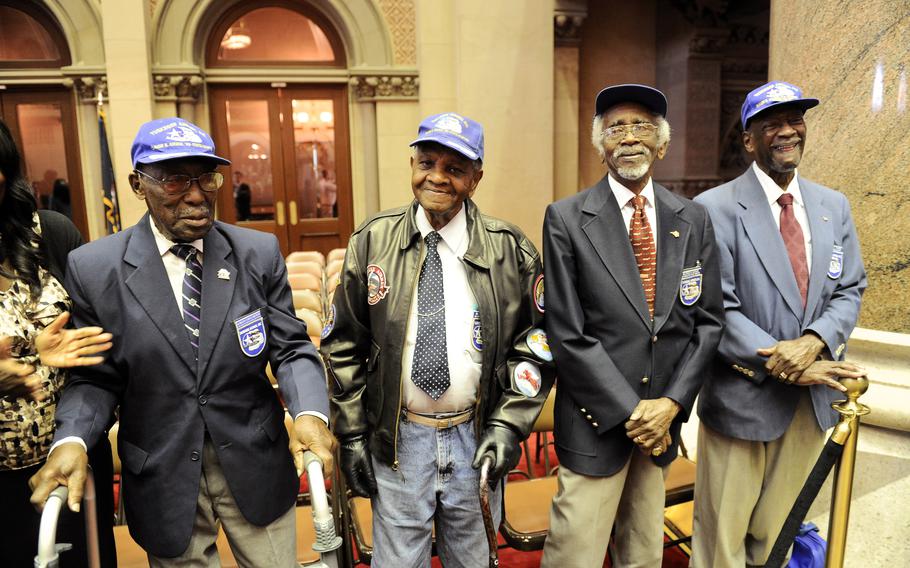 Four Tuskegee Airmen are honored in Albany by the New York legislature.