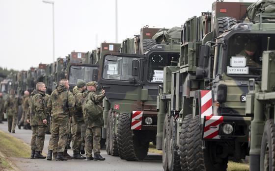 FILE - Air Defense Missile Group 24 begins moving the first two of three committed Patriot air defense missile squadrons from Germany to Poland in Gnoien, Germany, Monday, Jan. 23, 2023. (Bernd Wüstneck/dpa via AP, File)