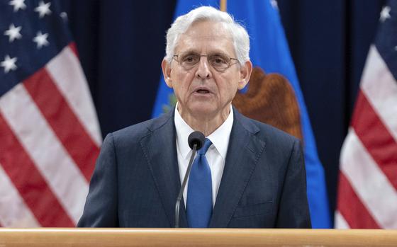 Attorney General Merrick Garland speaks during a conference at the Department of Justice headquarters in Washington on Sept. 12, 2024.