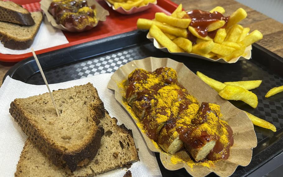 sausages with sides at a restaurant