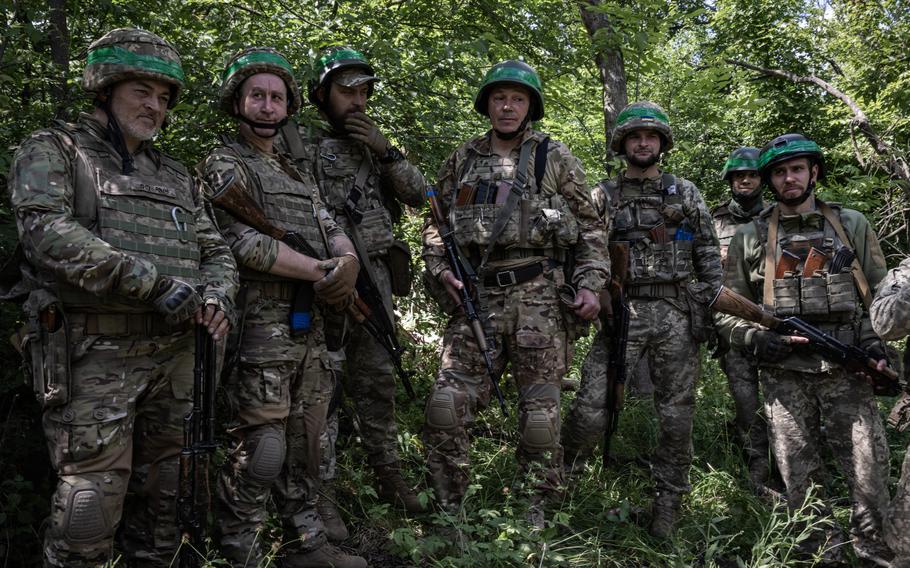Soldiers from Ukraine’s 93rd Brigade train in May in the Donetsk region. Kyiv faces the challenge of boosting troop numbers amid a new Russian offensive threatening the second-largest city, Kharkiv. 