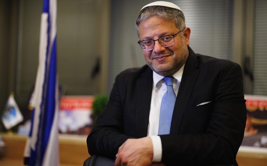 Itamar Ben Gvir at his office in Jerusalem.