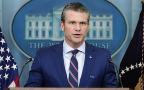 Defense Secretary Pete Hegseth speaks in the James Brady Press Briefing Room at the White House, Thursday, Jan. 30, 2025, in Washington. (AP Photo/Alex Brandon)