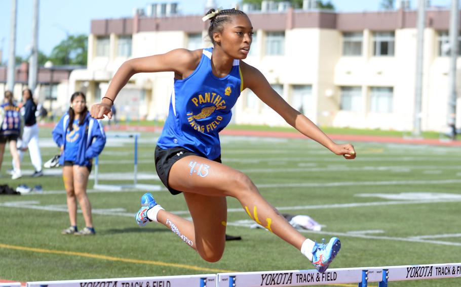 Yokota senior Trinity Stegall helped lead the Panthers to a Far East Division II volleyball team title and also was a cheerleader and track athlete.