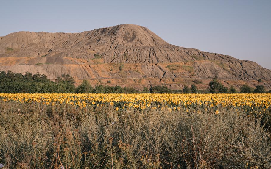 A slag heap in the countryside of the Donetsk region.