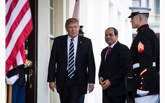 Egyptian President Abdel Fatah El-Sisi was one of President Donald Trump's first guests at the White House as he visited Washington in April 2017. MUST CREDIT: Jabin Botsford/The Washington Post