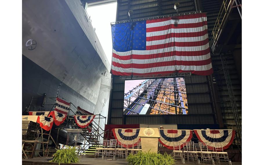 The U.S. Navy christened the future USS Pierre (LCS 38) as the newest, and final, Independence-variant Littoral Combat Ship on Saturday, May 18, 2024, in a ceremony at Mobile, Ala. 