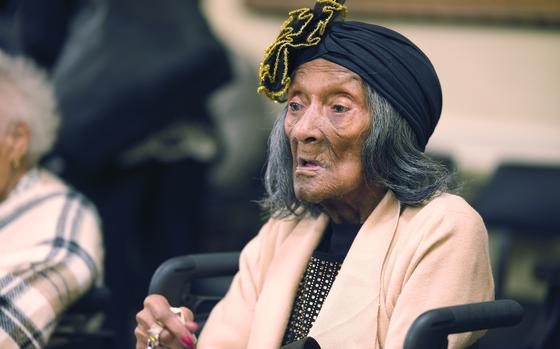 Lessie Benningfield Randle, a Tulsa Race Massacre survivor, is pictured during the House General Government Committee meeting at the Oklahoma Capitol, Oct. 5, 2023. The Oklahoma Supreme Court on Wednesday, June 12, 2024, dismissed a lawsuit of the last two survivors of the 1921 Tulsa Race Massacre, dampening the hope of advocates for racial justice that the government would make amends for one of the worst single acts of violence against Black people in U.S. history. 