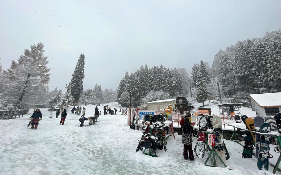 The lift lines are usually tolerable at Megahira Ski Resort, near Hiroshima, Japan.