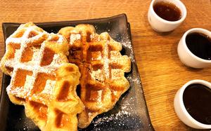 Croffles, a dessert made of frozen croissant dough cooked in a waffle maker, are a favorite at Cafe AusZeit in Kusel, Germany.

