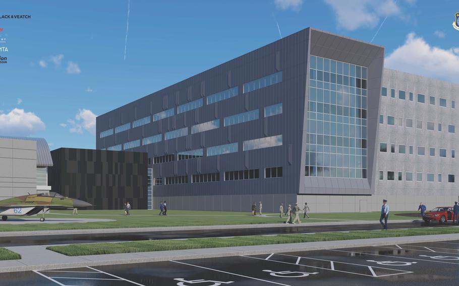 An artist rendering of the new National Air and Space Intelligence Center at Wright-Patterson Air Force Base, Ohio. NASIC officially cut the ribbon on its new Intelligence Production Center III at Wright-Patterson on Monday, May 13, 2024.