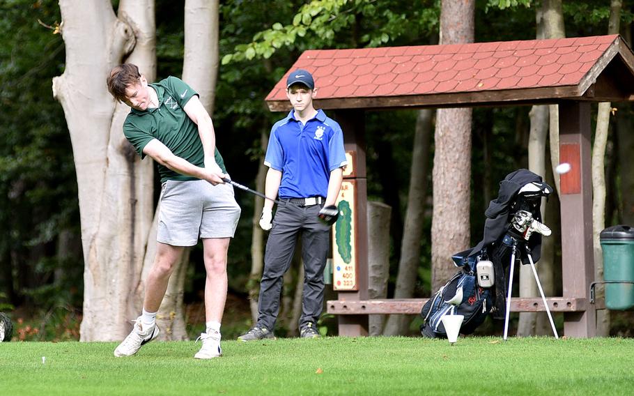 Jackson Shorey drives the ball.