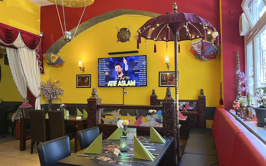 The front dining area of Singh's Tandoori Indian Restaurant in Wiesbaden, Germany.