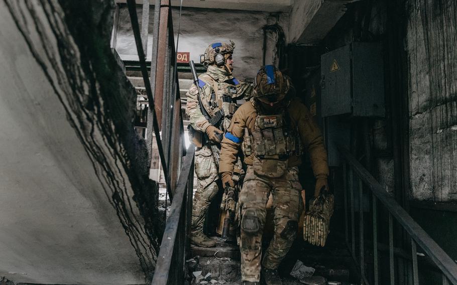 Members of the Alpha unit at the Avdiivka coke and chemical plant.