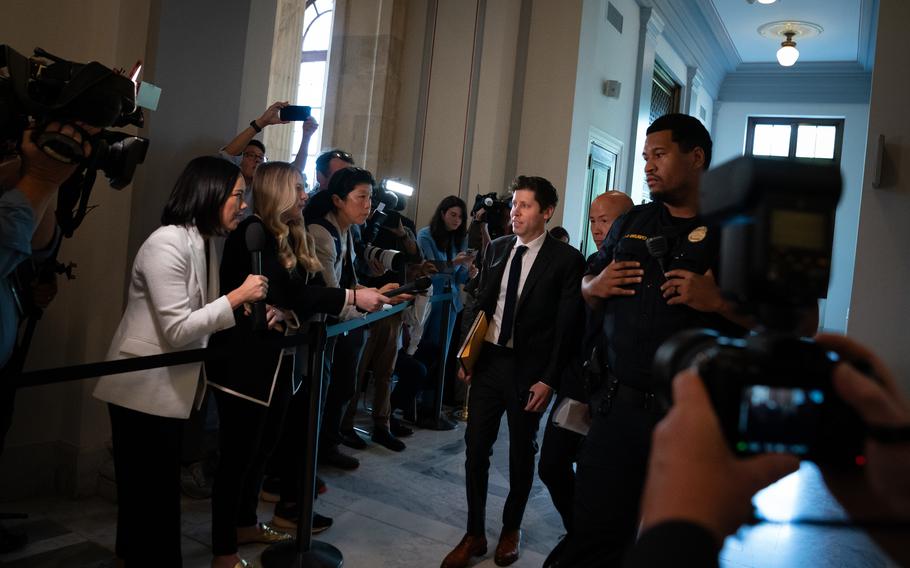 Sam Altman arrives for a bipartisan Senate forum on artificial intelligence. 