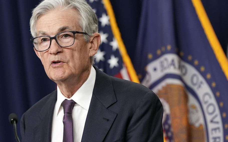 Jerome Powell at a news conference.