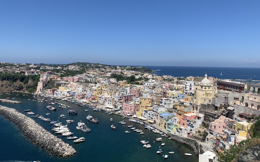 A view of Marina Corricella, the oldest village on the island of Procida. The island is off the coast of Naples in southern Italy. 