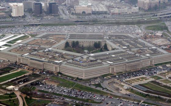 FILE - In this March 27, 2008, file photo, the Pentagon is seen in this aerial view in Washington. The top Republican on a Senate committee that oversees the U.S. military is making an argument for aggressively increasing defense spending over negotiated spending caps. Sen. Roger Wicker, a Mississippi Republican, is releasing a plan for a “generational investment” that seeks to deter coordinated threats from U.S. adversaries like Russia, Iran and China. (AP Photo/Charles Dharapak, File)