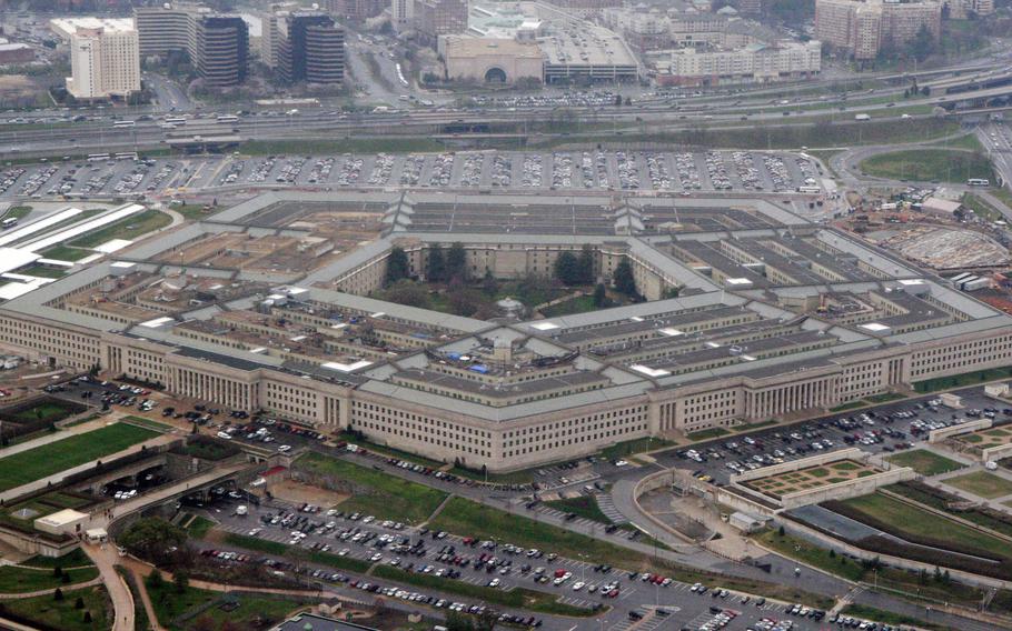 In this March 27, 2008, file photo, the Pentagon is seen in this aerial view in Washington. The top Republican on a Senate committee that oversees the U.S. military is making an argument for aggressively increasing defense spending over negotiated spending caps. Sen. Roger Wicker, a Mississippi Republican, is releasing a plan for a “generational investment” that seeks to deter coordinated threats from U.S. adversaries like Russia, Iran and China.