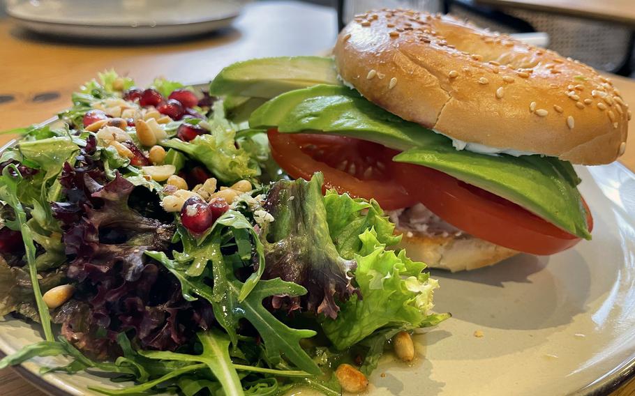 Food served at cafe in German cafe.