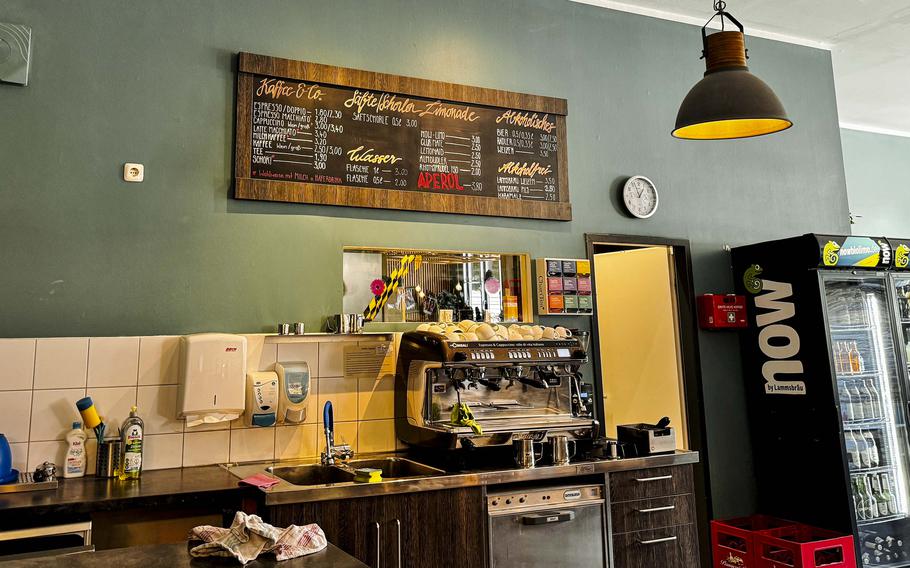 The bistro at Boulderhalle E4 in Nuremberg, Germany, sells snacks and drinks. It's a nice place to chill after the exertion of a climbing session.