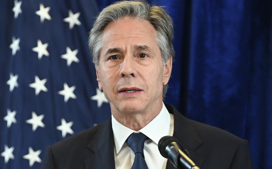 U.S. Secretary of State Antony Blinken speaks at a news conference during the Association of Southeast Asian Nations (ASEAN) Summit in Vientiane, Laos, Friday, Oct. 11, 2024. 