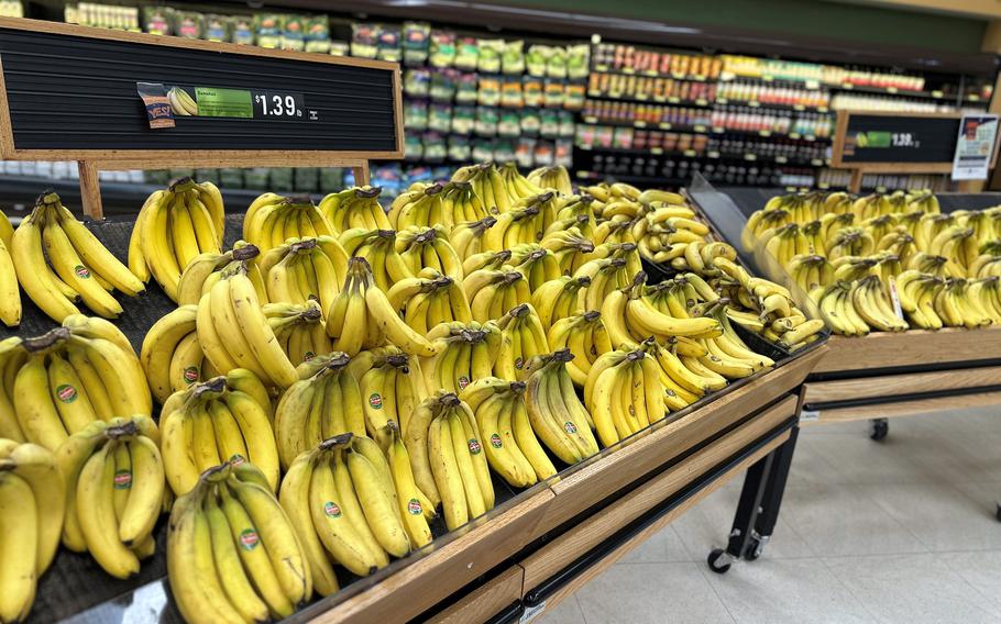 Bananas are on display at the commissary on Camp Humphreys, South Korea.