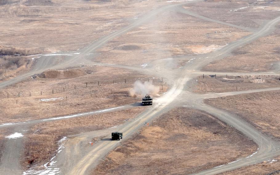 A South Korean army K-1 tank fires on a target.