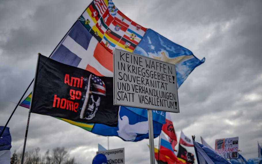 Protest by Kremlin supporters draws 2,500 outside Ramstein Air