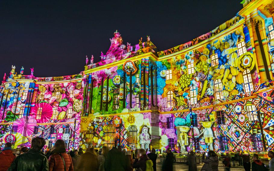 Humboldt University is illuminated during the Festival of Lights in Berlin. Ansbach Outdoor Recreation plans a tour to the event on Oct. 19-20. 