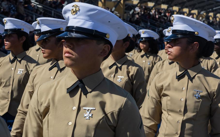 New U.S. Marines march in formation