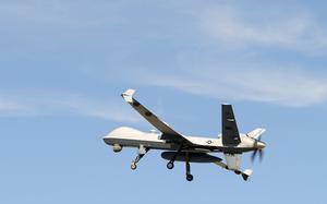 An MQ-9 Reaper lifts off from Creech Air Force Base, Nev., Feb. 8, 2025. U.S. Central Command confirmed that it lost contact with a Reaper over the Red Sea on March 3, 2025, the same day Houthi militants in Yemen said they had shot one down.