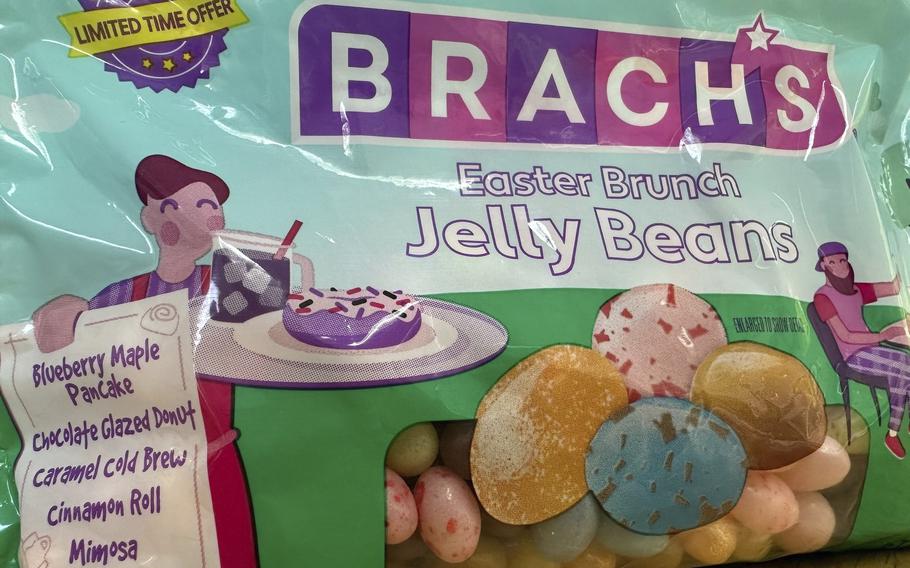 A package of Brach’s recently introduced Easter Brunch-flavored jelly beans is shown on May 13 in Ann Arbor, Mich. They mimic the flavors of blueberry maple pancakes, chocolate doughnuts, caramel cold brew, cinnamon rolls, berry smoothies and mimosas. 