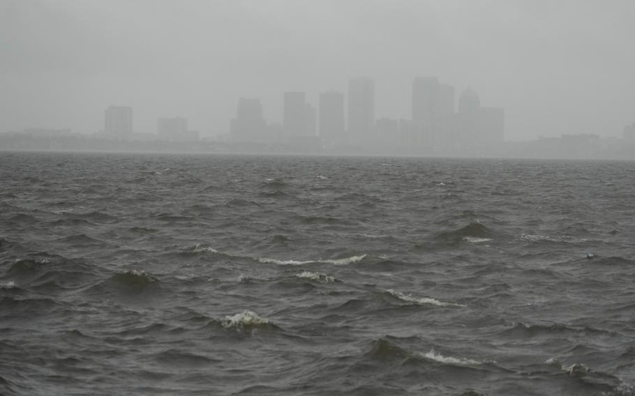 Rain begins to fall ahead of the arrival of Hurricane Milton in Tampa, Fla.