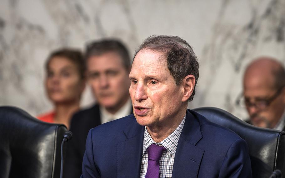 Sen. Ron Wyden, D-Oregon, attends a hearing on July 12, 2023, on Capitol Hill in Washington, D.C. The Senate Finance Committee, which Wyden chairs, is at odds with the Senate Foreign Relations Committee, which typically processes tax treaties, on the approach to take on a Taiwan tax bill.